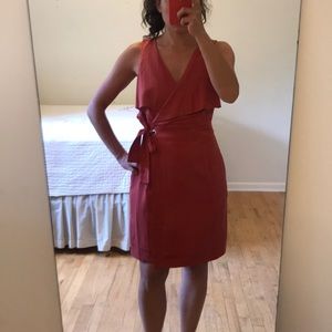 Never worn burnt orange sleeveless wrap dress